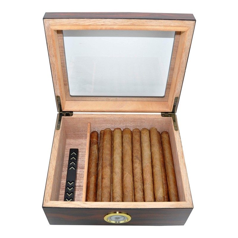 DUCIHBA Cigar Humidors Storage 25-50 Cuba Cigars Case, Tempered Glass