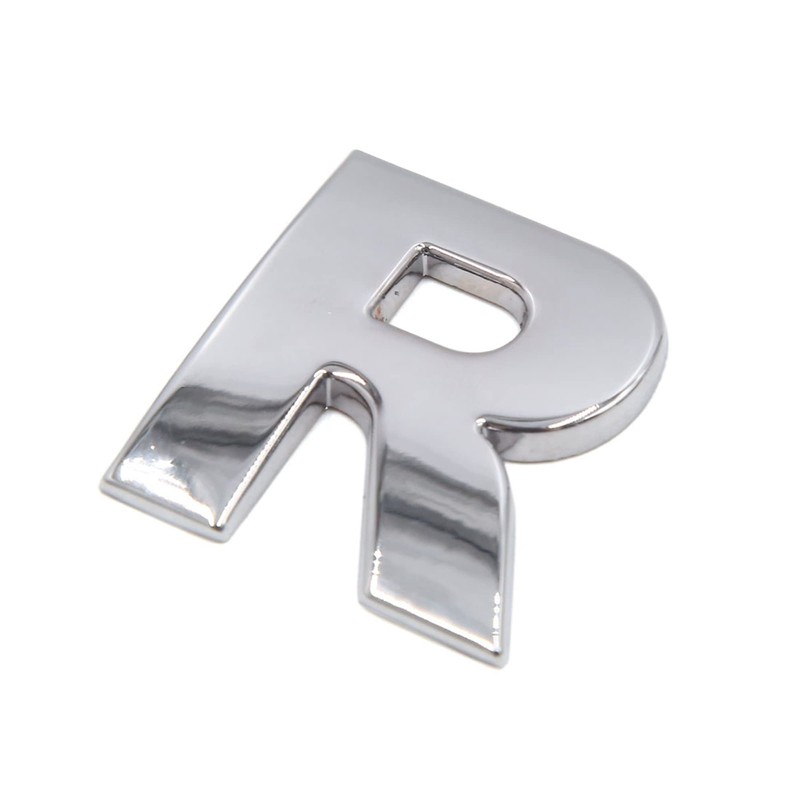 sourcing map Silver Metal R Letter Alphabet Sticker Emblem Badge