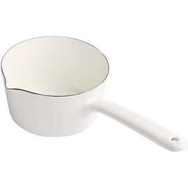 Scizorito 1.2L Enamel Milk Pan, Nonstick Milk Pot with Pour Spouts, Even Heat Conduction, Easy to Cook and Clean, Enamel Pot for Home Kitchen or Restaurant White