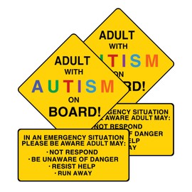 2 Pack Autism Awareness Car Magnets - Adult with Autism On Board Car Decal for Car Truck SUV Van Window Bumper Reusable