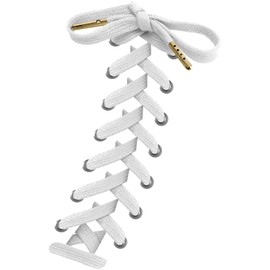 HIGH FIVE Shoelaces, Flat Laces, Wax, Metal Tip, Cotton, Shoelaces, 47.2, 55.2, 55.2 inches (120, 140, 160 cm), Sneakers, Low Cut, High Cut, Set of 2, 1 Pair, white