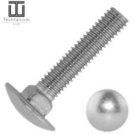 Techtanium® Carriage Bolts M8 x 30/30 [with Square Neck] Made of A2 Stainless Steel (Pack of 20) | Carriage Bolts | Carriage Bolts | Round-Head Screws | DIN 603