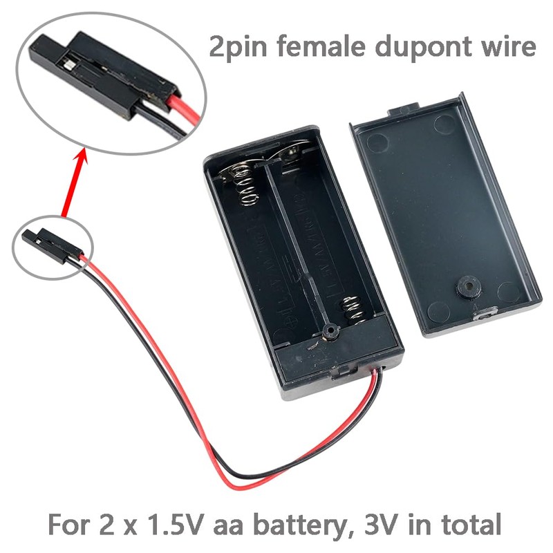 DIYmalls 3V 2 Cells AA Battery Holder Case Box with