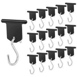 Homgaty RV Awning Accessory Hangers, 16Pcs Awning S Hook Hangers RV Party Light Hangers for Camping Tent Motorhome Caravan Campervan Indoor and Outdoor Christmas Decoration(Black)