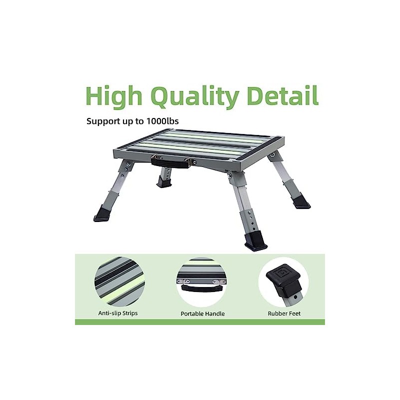 GarfatolRv Iron RV Steps, 4-Level Adjustable Folding Step Stool with