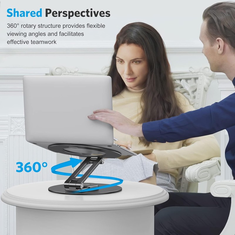 OMOTON Adjustable Laptop Stand with 360 Rotating Base, Ergonomic Laptop