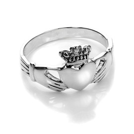Sterling Silver Polished Celtic Claddagh Ring Size - L (J - U Available)