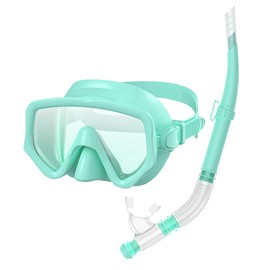 Wionsnowy Snorkeling Gear for Adults, Dry-Top Snorkel Set Scuba Diving mask, 180°Panoramic Wide View Professional Snorkeling Gear Breathing Freely Snorkel Mask (Green)