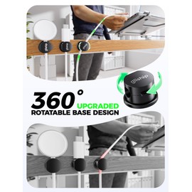 9 Pack Magnetic Cable Clips - gliship [Upgraded 360° Rotatable] Cord Organizer, Strong Magnetic Cord Holder, Adhesive Wire Keeper, Phone Cord Holder, Nightstand Wire Keeper Desk Decor, Tidy Helper