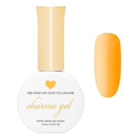 Daily Charme N25 When Life Gives You Lemons Pastel Neon Soak Off UV Led 15mL Charme Gel Nail Polish, Home DIY/Nail Salon Manicure (Lemon Yellow)