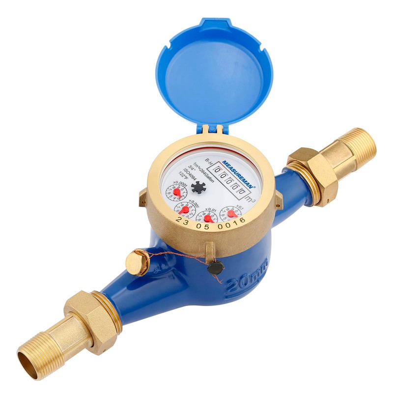 MEASUREMAN 3/4" Non-Pulsed Multi-Jet Cubic Meter Water Meter Brass Body