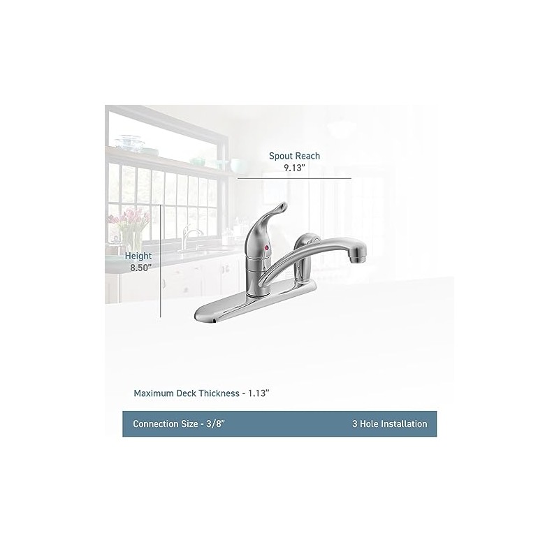 Moen Chateau Chrome One-Handle Low-Arc Kitchen Faucet with Side Sprayer