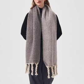 Yoawdats Women Winter Warm Scarf Elegant Double Sided Two Color Twists Tasseled Shawl Wrap Oversized Soft Scarves Fall Gifts