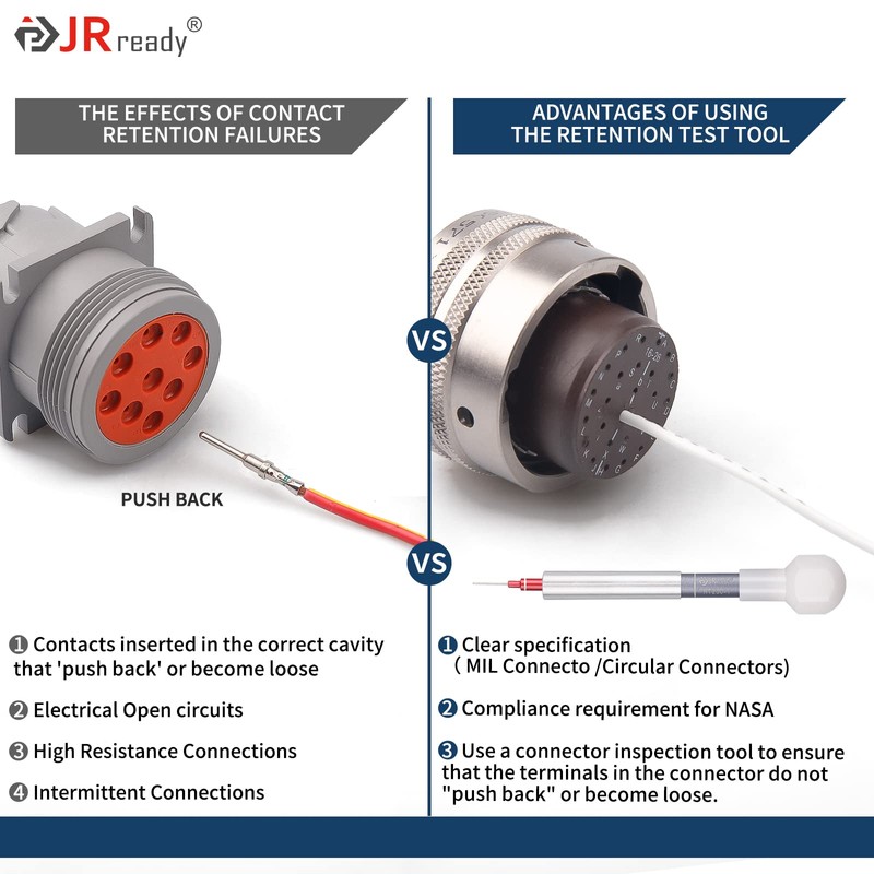 JRready ST5240-HT250 Connector Inspection Tool Kit,16 Pcs Contact Socket&Pin Tester