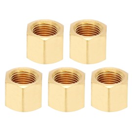PATIKIL 1/8" NPT Female Brass Pipe Fitting Cap, 5Pcs Outer Hex Thread Socket Plug Ends Sealing Cap Stop Valve Connector for Faucets Tap Irrigation System