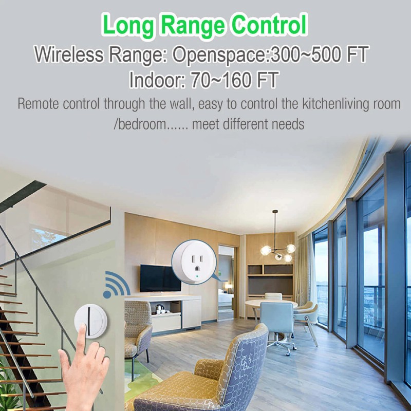 digi-office Remote Control Outlet plug Wireless Switch 10A/1200W Expandable FCC