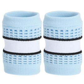 PATIKIL Sports Wristband Sweatbands for Men and Women, 2 Pcs Breathable Nylon Tennis Wrist Bands Absorbent Sweat Band for Basketball Football Baseball Running Gym, Blue/White
