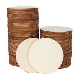 100 Pieces 4 Inch Wooden Circles, Unfinished Round Wooden Cutouts, Natural Round Wood Slices for Drinks, DIY Crafts, Coaster, Painting, Staining, Laser Engraving and Decorations