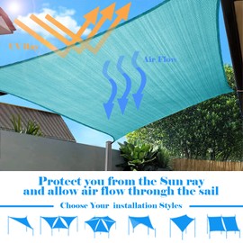 AwnPro 2' x 9' Shade Sails 180GSM Rectangular Shade Sails Sun Rays Blocking Patio Garden Outdoor Facilities Turquoise