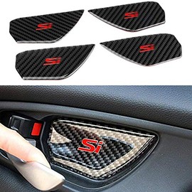 Duoles Real Carbon Fiber Inner Door Handle Bowl Cover Trim 4pcs for Honda Civic Si 2016-2019