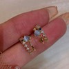 Erimberate Bohemian Crystal Sapphire Stud Earrings Gold Cz Opal Hoop