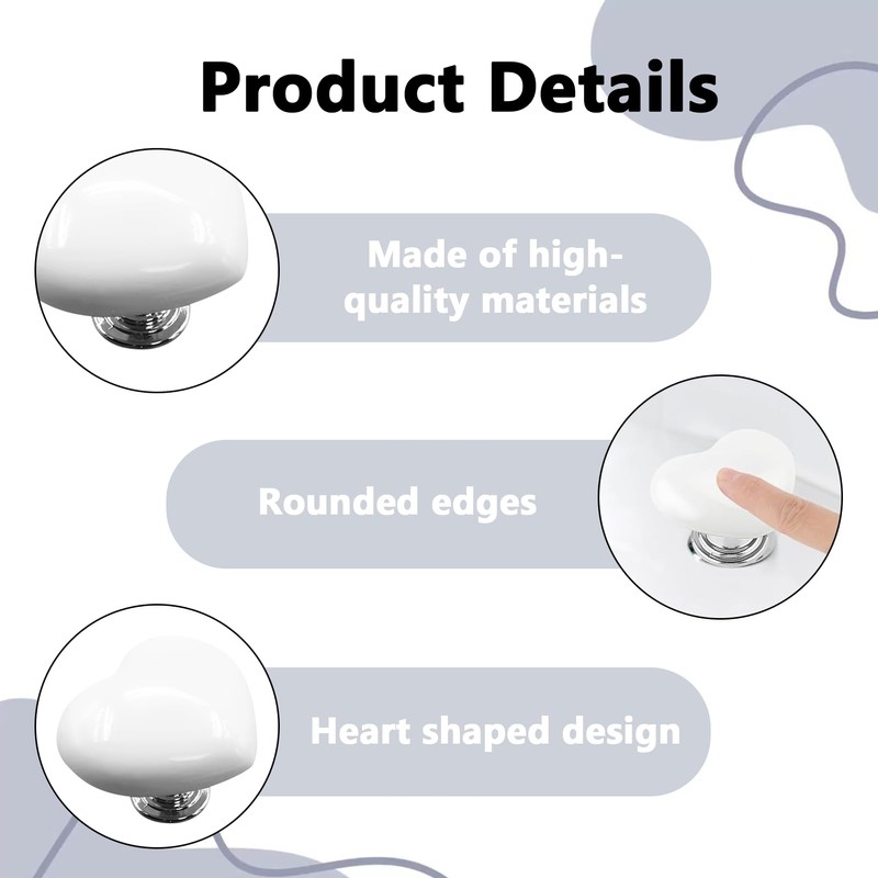 4PCS Toilet Flush Button White Toilet Heart Button Flush Heart