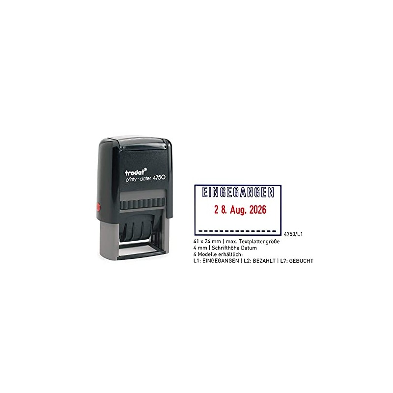Stamp Trodat Printy Storage Stamp, Date Stamp 4750L Received Paid