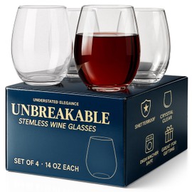Tritan Plastic Shatterproof Wineglasses (4 Pc) Unbreakable Elegant Drinkware (14oz) Giftable Forever Glasses for Home & Outdoors Use, Restaurants & Kitchen, Reusable BPA Free Plastic Drinking Cups