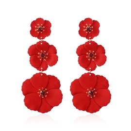 KBRPEY Flower Earrings for Women, Three-Layer Flowers, Camellia Earrings, Flower Drop Earrings, Boho Hypoallergenic Earrings, Fashion Jewellery, Gift for Women, Girls, Birthday, Anniversary, Alloy