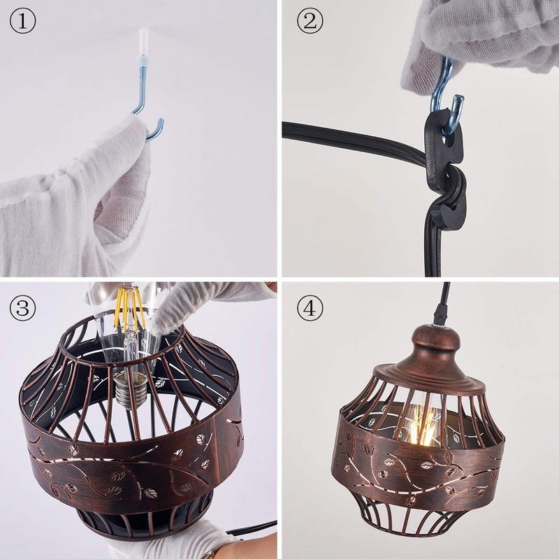 YLONG-ZS Vintage Hanging Lamp Plug in Pendant Lights,Hanging Lights with
