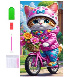 Liccyy Large 5D Diamond Art Painting Kits for Adults Teen Beginners with Tools,DIY Full Crystal Drill Bead Art Paints by Numbers for Home Wall Decor Gift,15.7x27.5in/Round Gems,Cat