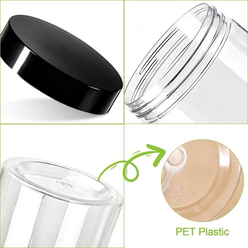 20pcs 16 oz Plastic Jars with Lids, Food Grade Round