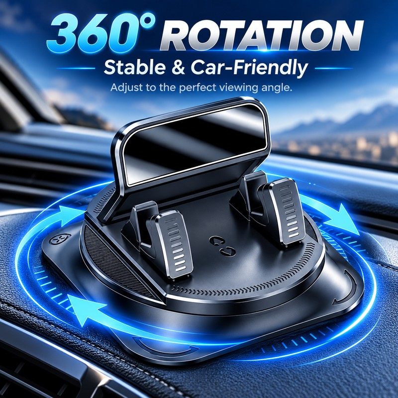 360° Rotating Car Phone Holder for GPS Navigation – Adjustable