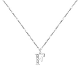 S925 Silver Initial Necklace for Women A-Z Letter Necklace Dainty Necklaces Jewelry for Women Cubic Zirconia Pendant Charm (Letter F)