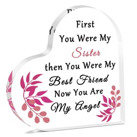 Sympathy Gifts for Loss of Sister Acrylic Heart Keepsake Sister Memorial Desk Sign In Memory of Sister Plaque Bereavement Condolences Funeral Grief Sympathy Gifts Acrylic Heart Keepsake