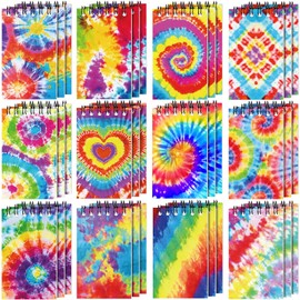 Zhanmai 36 Pcs Mini Tie Dye Notepads Multicolor Style Pocket Notebooks for Kids Spiral Mini Notebook Blank Mini Notebooks Tie Dye Birthday Supplies Small Notepads Tie Dye Party Favors