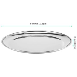 FUNSUEI 5PCS 12 Inches Stainless Steel Dinner Plates, Mirror Polished Double Layer Stainless Steel Plates, Round Metal Dinner Plates for Home kitchen, Outdoor Camping, Snack and BBQ