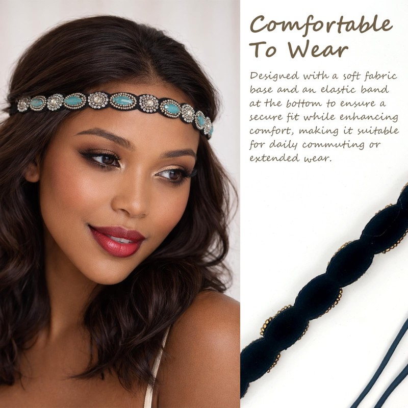 Gmlawsc Fashion Rhinestone Beaded Hairbands for Women – 3-Piece Handmade