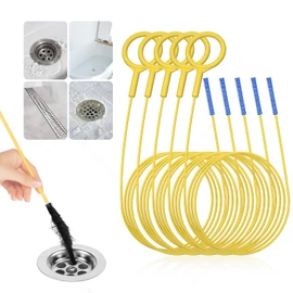 EastLink 50-Inch Drain Snake Hair Drain Clog Remover, Anti-Break Steel Sink Snake Drain Hair Removal Tool with Nylon Layer, Flexible Shower Snake for Unclogging Bathtub Drain & Bathroom Sink, 5 Pack