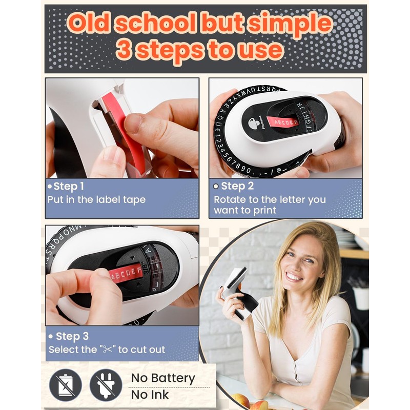 Memoking Embossing Label Maker Machine-E975 3D Embossed Label Maker with