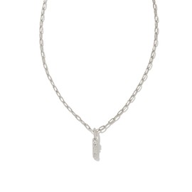 Kendra Scott Crystal Letter I Short Pendant Necklace, Rhodium-Plated Brass, Fashion Jewelry for Women