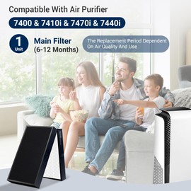Facecool 7400 Smart Filter Replacement Compatible with BLUEAIR Protect 7400.7470i.7410i 7440i Air Purifier, 3 Stages Main Filter and Activated Carbon Filters(1 Pack)
