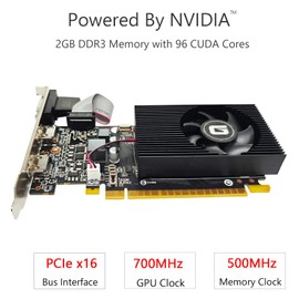 Glorto GeForce GT 730 2G Low Profile Graphics Card, 2X HDMI, VGA, DDR3, PCI Express 1.0 x16, Entry Level GPU for PC, SFF and HTPC