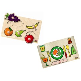 Edu 4 Fun Edufun – 10015/10105 Wooden Puzzles – Fruits/Cutlery