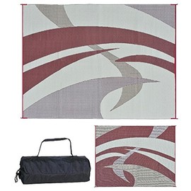 Reversible Mats 159125 Outdoor Patio / RV Camping Mat - Swirl (Burgundy, 9-Feet x 12-Feet