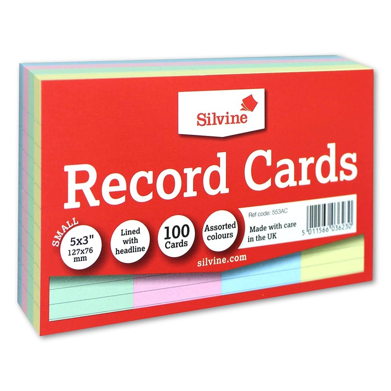 Silvine Record Card Bulk Pack of 500 | 5 x