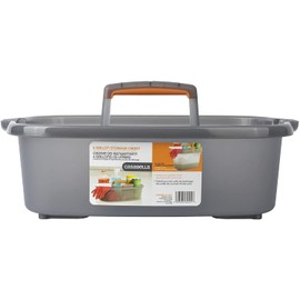 Casabella Cleaning Handle Bucket, Rectangular Storage Caddy, Graphite, 1.5 gallons, Gray and Orange