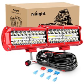 Nilight LED Light Bar 2PCS 6.5 Inch Triple Row Spot Flood Combo Lights w/Wiring Kit for Fog Driving Work Lighting on Off-Road Truck SUV ATV UTV