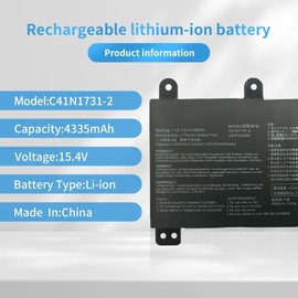 C41N1731-2 Laptop Battery Compatible with Asus ROG Strix G15 G512 G512LV G512LU G512LW G512LWS Scar 15 G532LV G532LWS G532LW G17 G712LV G712LU G712LW G712LWS Scar 17 G732LW G732LV Series(15.4V 66Wh)