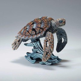 Enesco Edge Sculpture Sea Turtle on Wave Miniature Figurine, 4.73 Inch, Multicolor